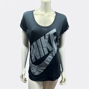 Nike Women's Loose Fit Logo T-Shirt Black/Grey Athletic Casual Top